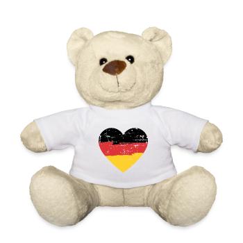 Deutschland Herz Flagge - Teddy - Weiß - Vorne