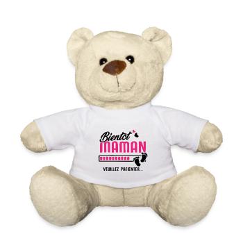 bientôt maman veuillez patienter - Nounours - blanc - Devant