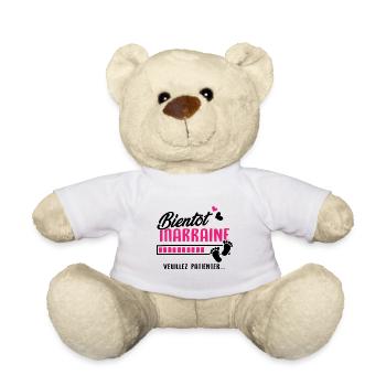 Bientôt marraine veuillez patienter - Nounours - blanc - Devant