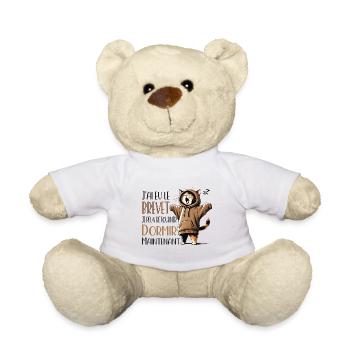 Qualified cat who wants to sleep - Teddy Bear - white - Front