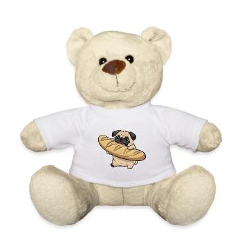 Süßer Mops essen Baguette Geschenk für Männer Frauen Kinder Mops - Teddy - Weiß - Vorne