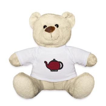 Teekessel bestickt - Teddy - Weiß - Vorne