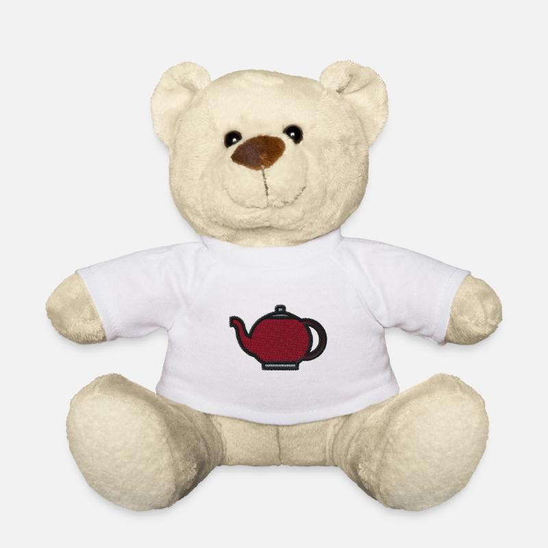 Teekessel bestickt - Teddy - Weiß