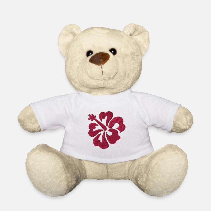 Blume bestickt - Teddy - Weiß