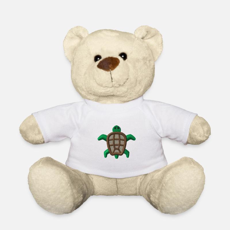 Tortue brodée - Nounours - blanc