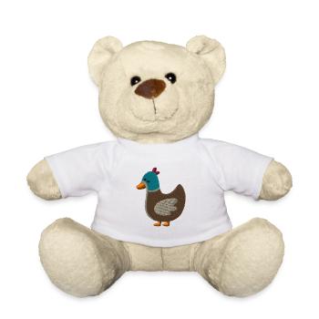 Embroidered duck - Teddy Bear - white - Front