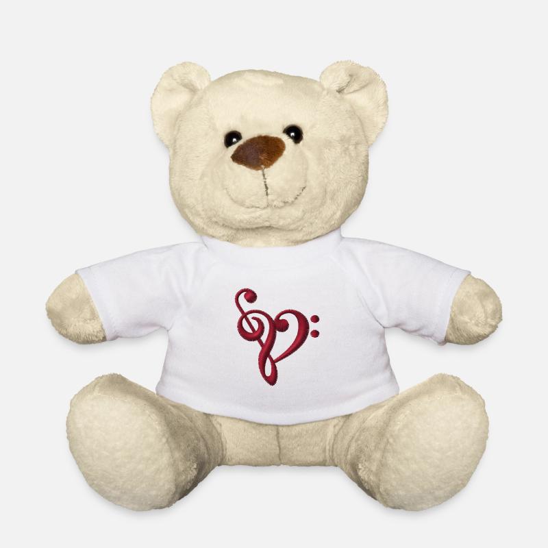 Note embroidered - Teddy Bear - white