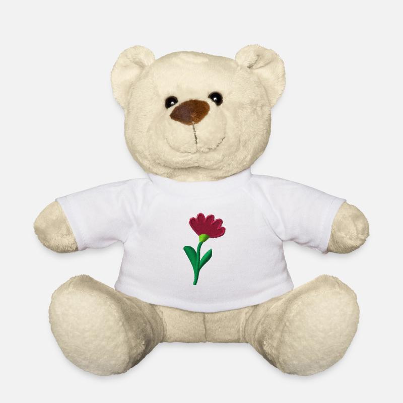 Fleur brodée - Nounours - blanc