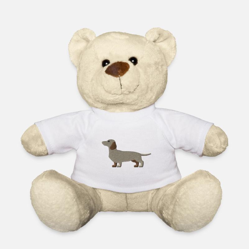 Dachshund embroidered - Teddy Bear - white
