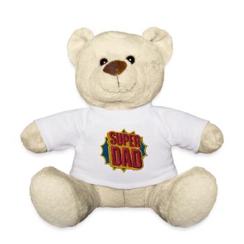 Super papa lettrage brodé - Nounours - blanc - Devant
