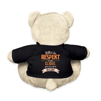 Respekt in der Clique - Lustiger Spaßiger Spruch - Teddy - Schwarz - Hinten