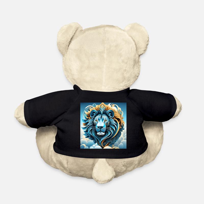 Abstraktes Porträt eines Löwen in den Wolken - Teddy - Schwarz