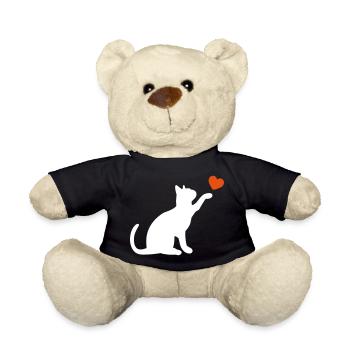 Cat Heart Kitten Silhouette Cat Lady Cats - Teddy Bear - black - Front
