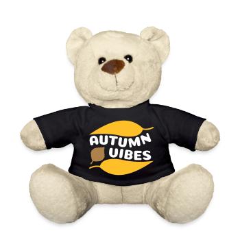 Autumn vibes (geschwungene Laubblätter) - Teddy - Schwarz - Vorne