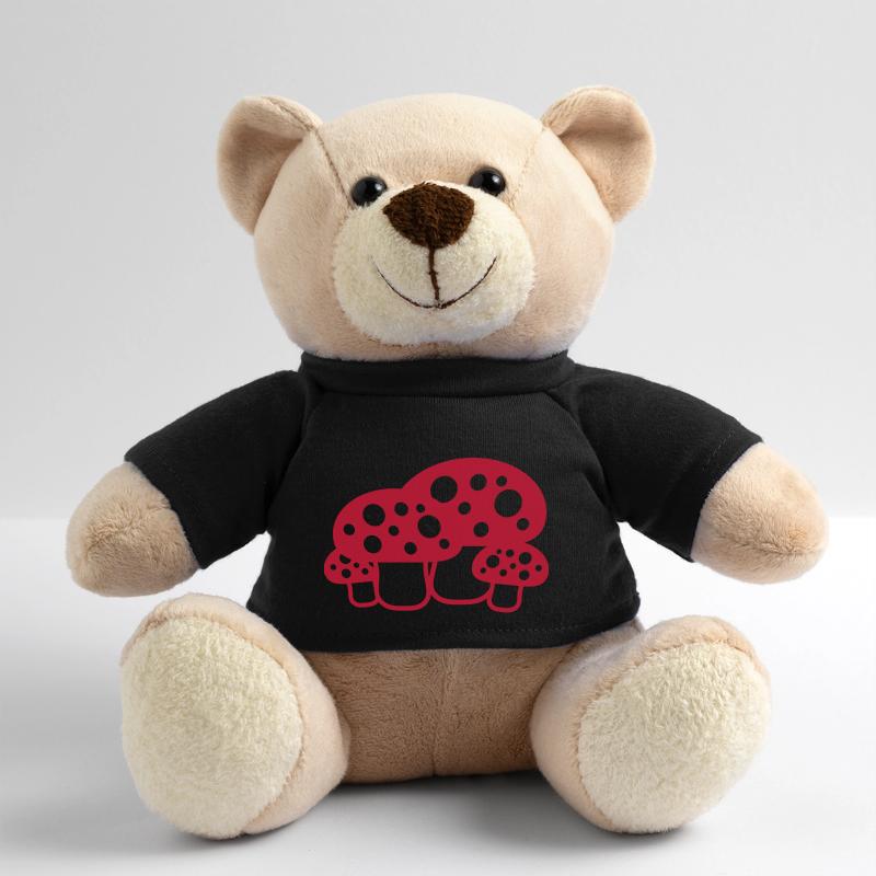 Many Mushrooms Red Dots Pattern Toadstool Fungus Teddy Bear