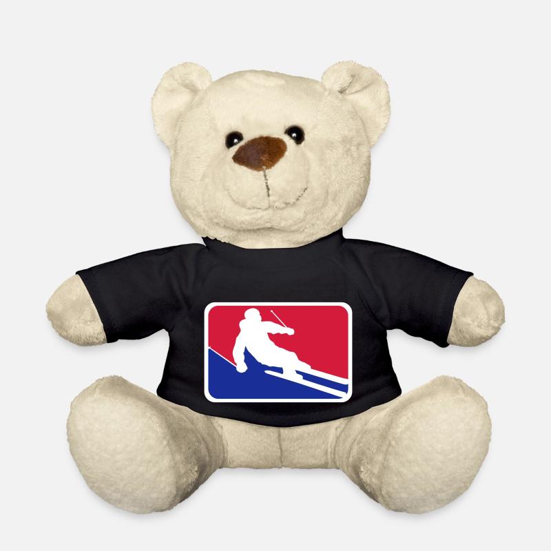 blau rot button rahmen schild ski fahren runter be - Teddy - Schwarz