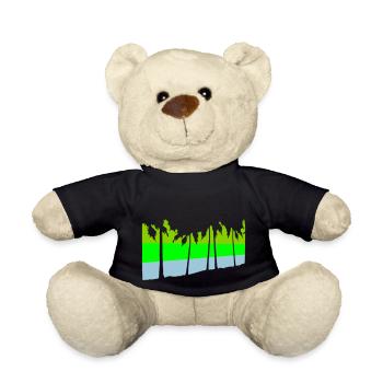 Palm Trees Island Trees Beach Holiday Strip Sea - Teddy Bear - black - Front
