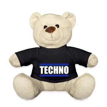 Techno Love Citation Dire Musique Fête Célébrer Logo - Nounours - noir - Devant