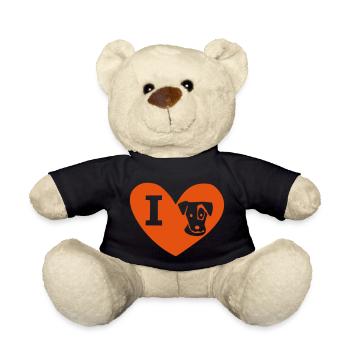 J'aime Jack Russel J'aime le coeur de Jack Russel - Nounours - noir - Devant