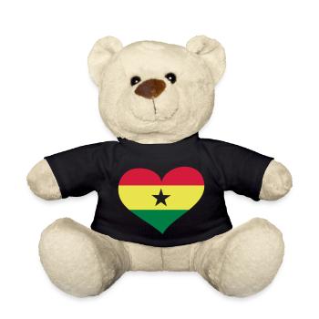 Ghana Herz; Heart Ghana - Teddy Bear - black - Front