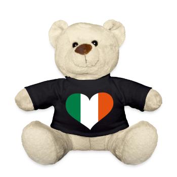Irland Herz; Heart Ireland - Teddy Bear - black - Front