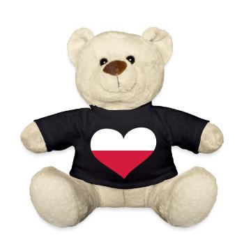 Polen Herz; Heart Poland - Teddy Bear - black - Front