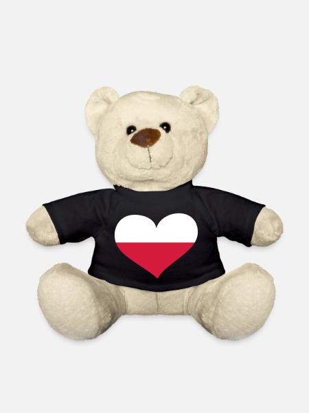 Polen Herz; Heart Poland - Teddy - Schwarz