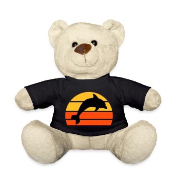 Jumping dolphin in front of a divided half sun - Teddy Bear - black - Front