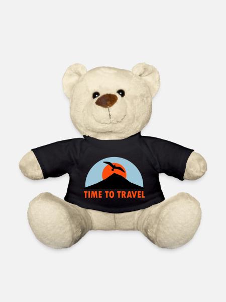 Time to travel (mountain, sun, bird) - Teddy Bear - black