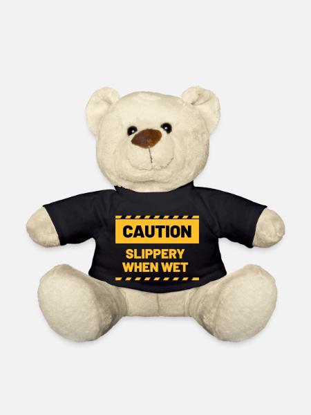 CAUTION slippery when wet - Teddy - Schwarz