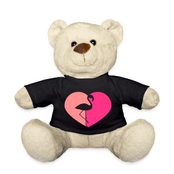 shape heart i love love silhouette outline flamingo - Teddy Bear - black - Front
