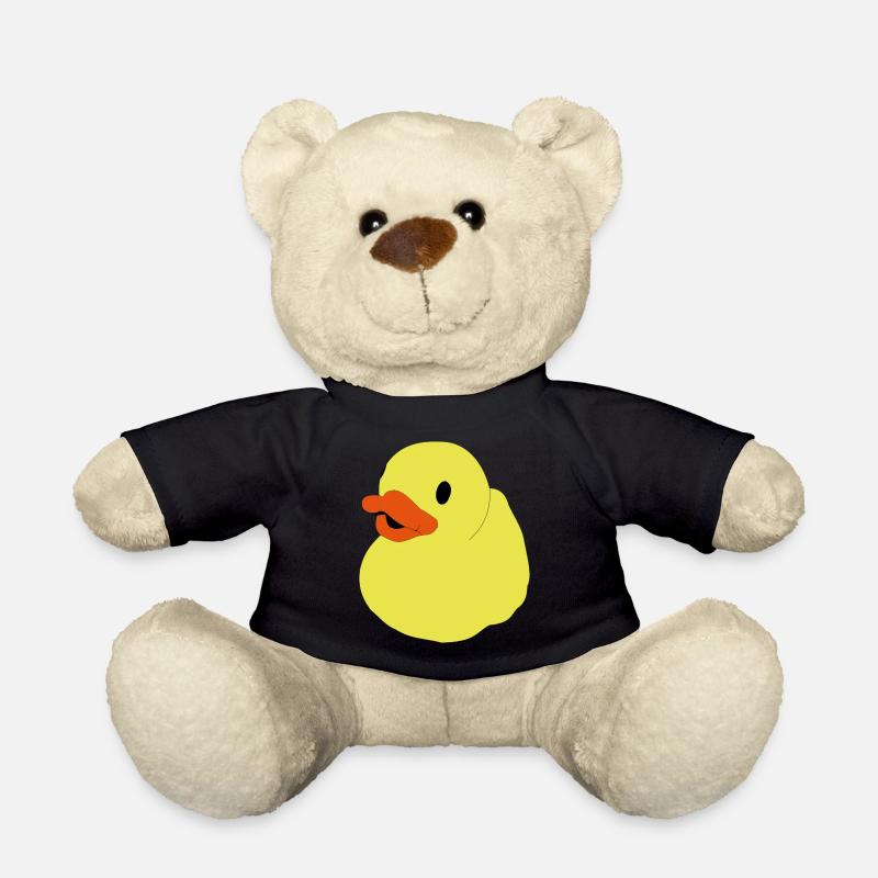 Ente, Quietscheente, Badeente, Popart Ente - Teddy - Schwarz