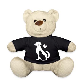 Chien et chat - idée cadeau amoureux des animaux avec un cœur - Nounours - noir - Devant