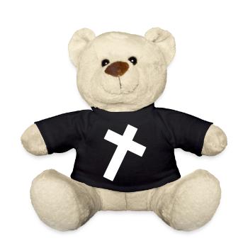 Cross Emoji Sketch Drawing White - Teddy Bear - black - Front