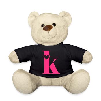 Buchstabe k Anfangsbuchstabe mit Herz - Teddy - Schwarz - Vorne