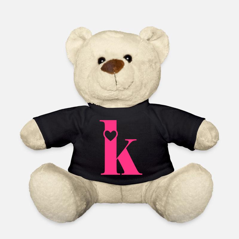 Buchstabe k Anfangsbuchstabe mit Herz - Teddy - Schwarz