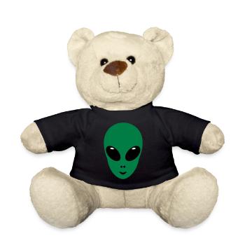 Alien Kopf Face Grün Geschenk marsmännchen space - Teddy - Schwarz - Vorne