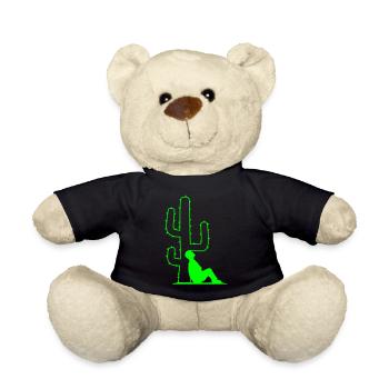 cactus relaxing leaning man resting sleeping - Teddy Bear - black - Front