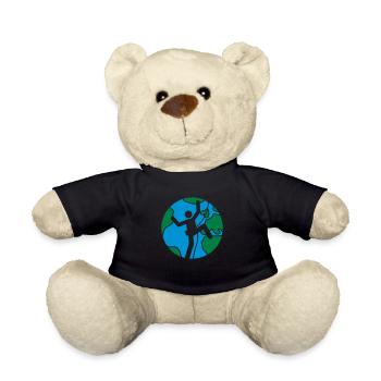 terre cercle rond planète monde logo figure symbole montagne - Nounours - noir - Devant