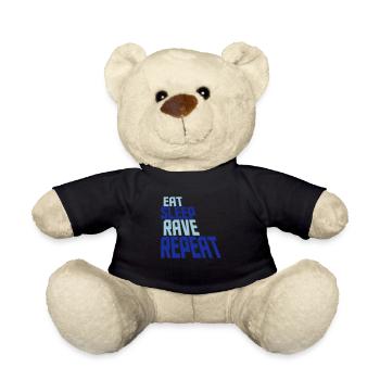 Eat Sleep Rave Repeat Essen Schlafen Raven Spruch - Teddy - Schwarz - Vorne