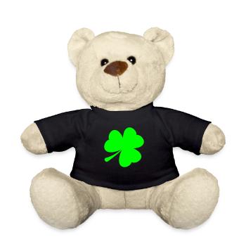 Three Leaf Clover Three Leaves Lucky Symbol - Teddy Bear - black - Front