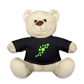 Shamrock Many Three-Leaf Leaves Green Pattern - Teddy Bear - black - Front