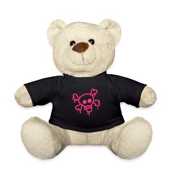 Pirate Skull Skull Bone Skeleton Graffiti - Teddy Bear - black - Front