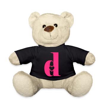 Lettre d Lettre initiale avec cœur - Nounours - noir - Devant