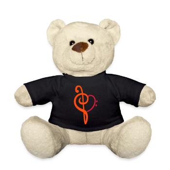 I Love Music Liebe Notenschlüssel Note Bass Herz - Teddy - Schwarz - Vorne