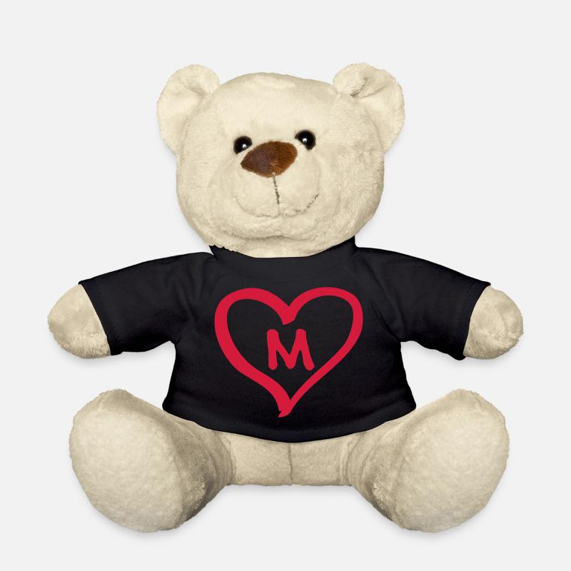 Comic Herz mit M Name Anfangsbuchstabe Initialien - Teddy - Schwarz