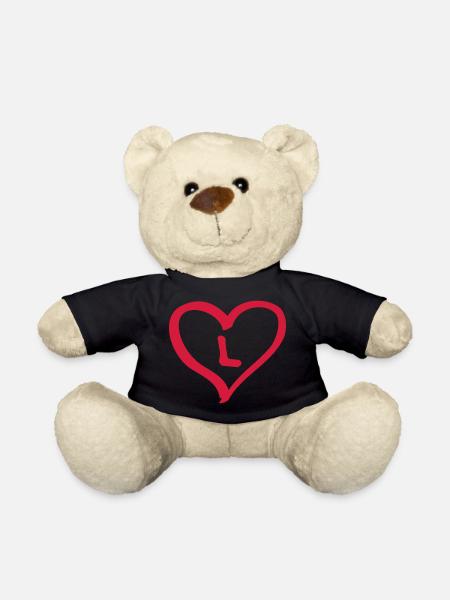 Coeur comique avec L nom nom lettre initiale amour - Nounours - noir