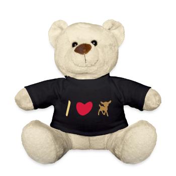 ★ Design colors changeable ★ I love fawns - Teddy Bear - black - Front