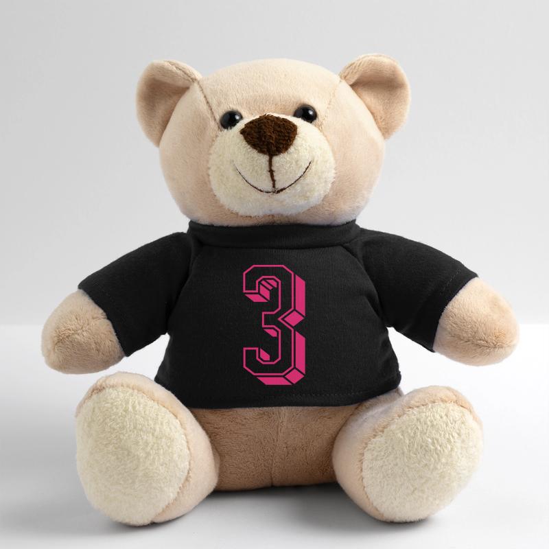 Zahl drei - Nummer 3 pink Mädchen Trikotnummer Teddy