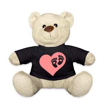 Bébé Pieds Coeur Bébé Grossesse Naissance - Nounours - noir - Devant